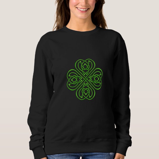 Irish Shamrock - Green Celtic Knotwork Sweatshirt (Front)