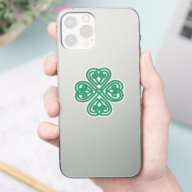 Irish Shamrock Green Celtic Lucky Clover Sticker (Phone)