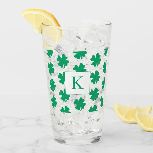 Irish Shamrock Green Clover Patterns Monograms Glass