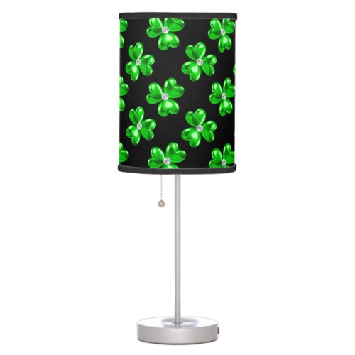 Irish shamrock green clover table lamp