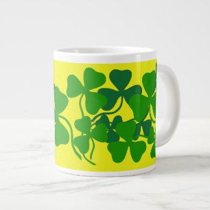 Irish shamrock, green clover/yellow coffee cup/mug giant coffee mug