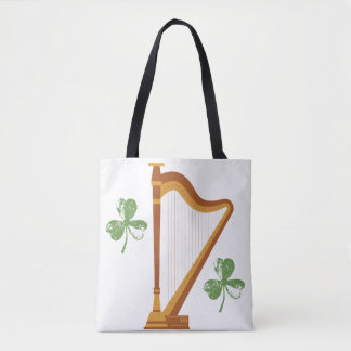 Irish Shamrock Harp Tote Bag