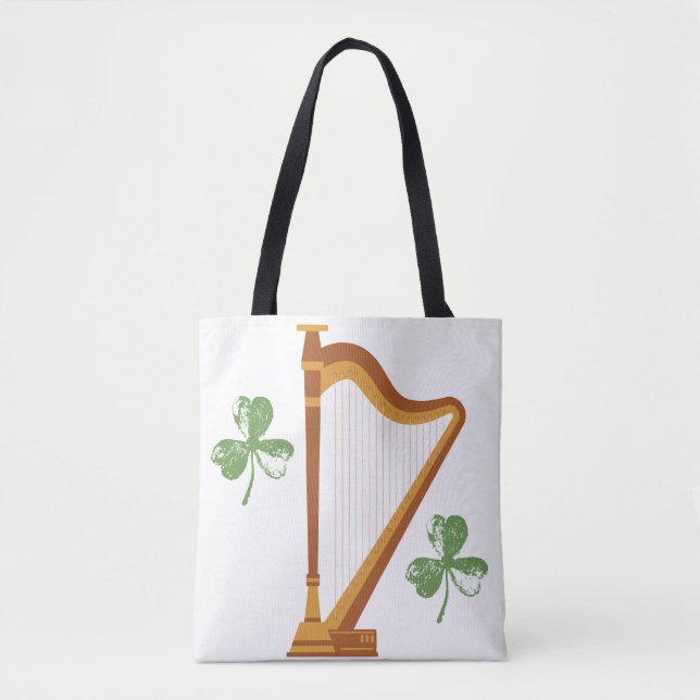 Irish Shamrock Harp Tote Bag (Front)