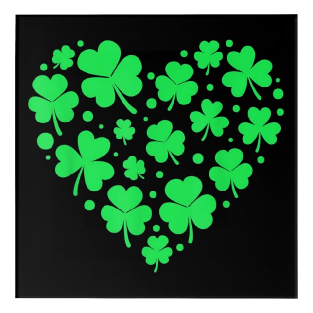 Irish Shamrock Heart Lucky Acrylic Print (Front)