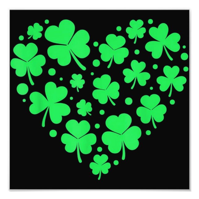 Irish Shamrock Heart Lucky Photo Print (Front)