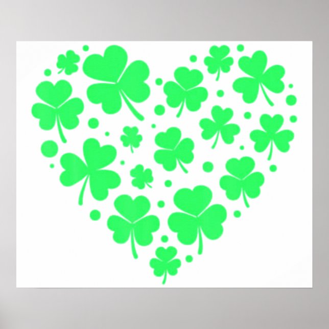 Irish Shamrock Heart Lucky Poster (Front)