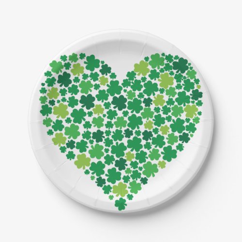 Irish Shamrock Heart Paper Plates