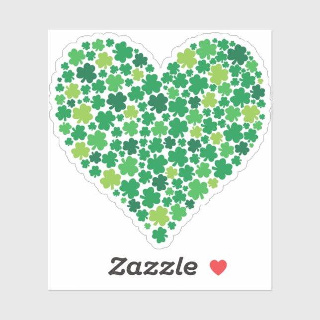Irish Shamrock Heart Sticker (Sheet)