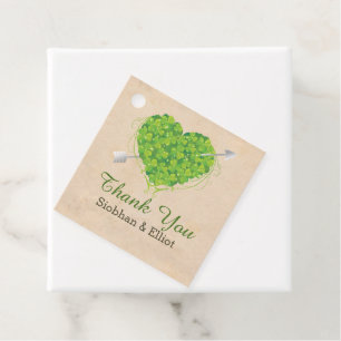 Irish Shamrock Heart Thank You Personalized Favor Tags