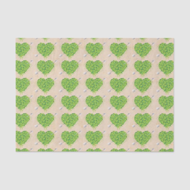 Irish Shamrock Heart Wedding Tissue Paper (Front)