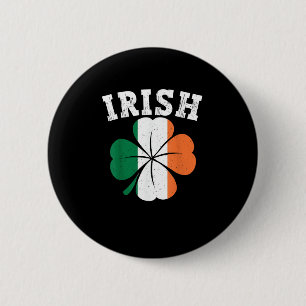 Irish Shamrock Ireland Flag St Patrick Day Vintage Button