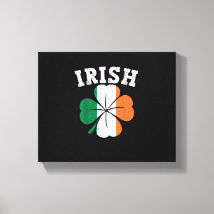 Irish Shamrock Ireland Flag St Patrick Day Vintage Canvas Print
