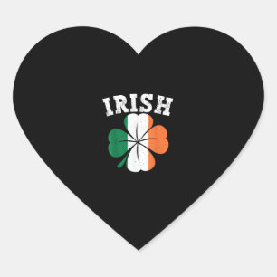 Irish Shamrock Ireland Flag St Patrick Day Vintage Heart Sticker