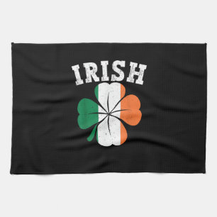 Irish Shamrock Ireland Flag St Patrick Day Vintage Kitchen Towel