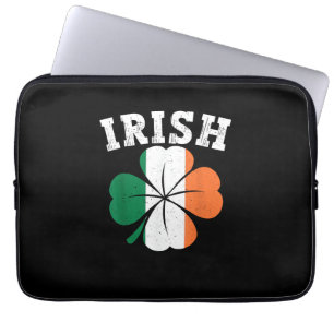 Irish Shamrock Ireland Flag St Patrick Day Vintage Laptop Sleeve