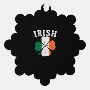 Irish Shamrock Ireland Flag St Patrick Day Vintage Ornament Card