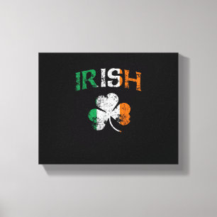 Irish Shamrock Ireland Flag St Patricks Day Vintag Canvas Print