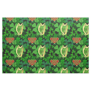 Irish shamrock, Irish harp, Celtic heart, black 6L Fabric