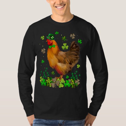 Irish Shamrock Leaf Chicken Leprechaun Hat St Patr T_Shirt