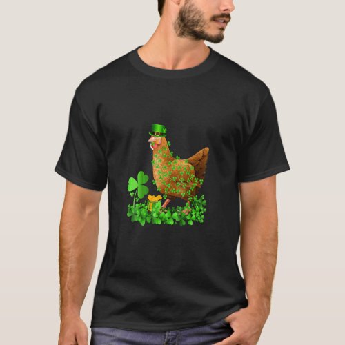 Irish Shamrock Leaf Leprechaun Hat Chicken St Patr T_Shirt