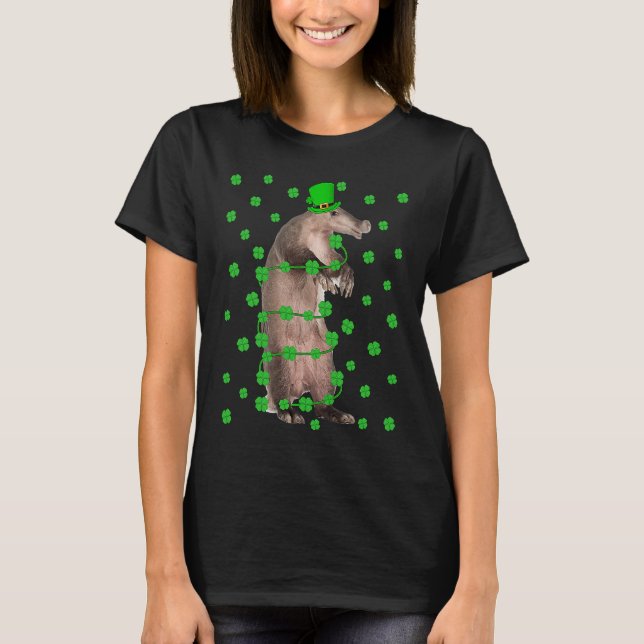 Irish Shamrock Leprechaun Aardvark St Patrick's Da T-Shirt (Front)