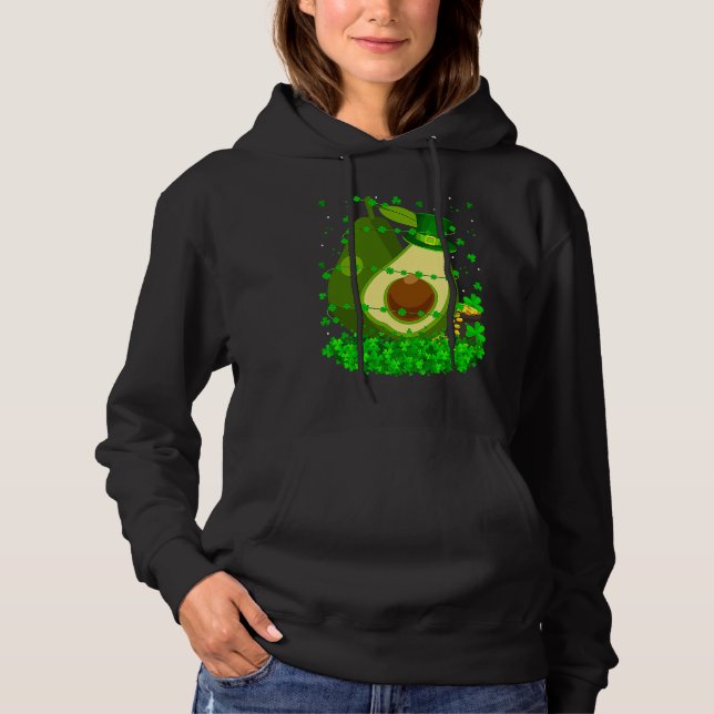 Irish Shamrock Leprechaun Avocado St Patrick's Day Hoodie (Front)