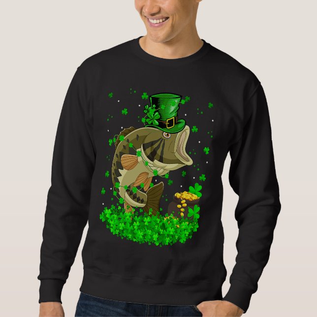 Irish Shamrock Leprechaun Bass Fish St Patrick's D Sweatshirt (Front)