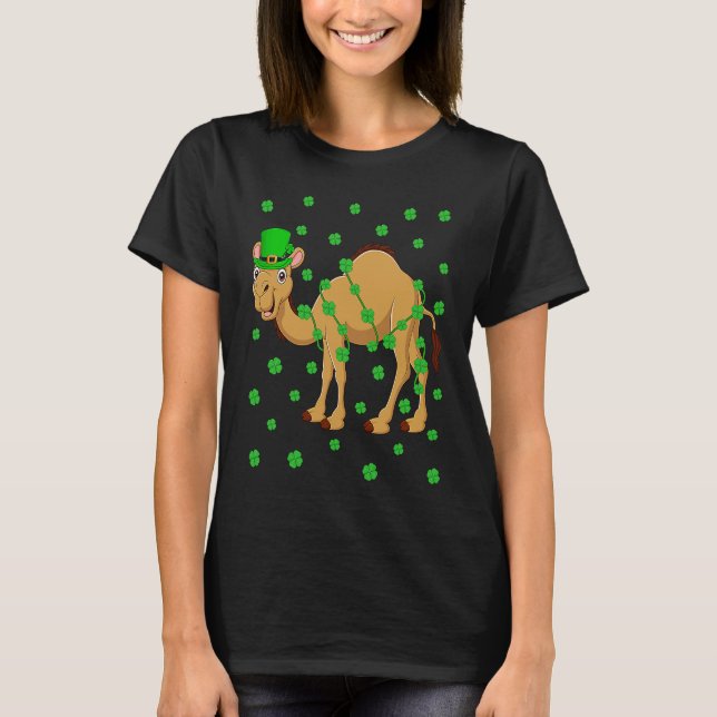 Irish Shamrock Leprechaun Camel St Patrick's Day T-Shirt (Front)