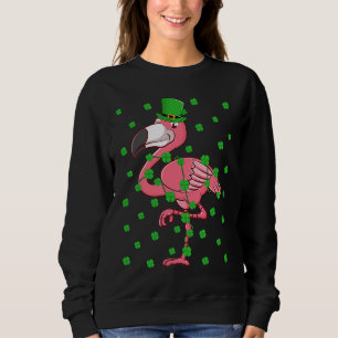 Irish Shamrock Leprechaun Flamingo Bird St Patrick Sweatshirt