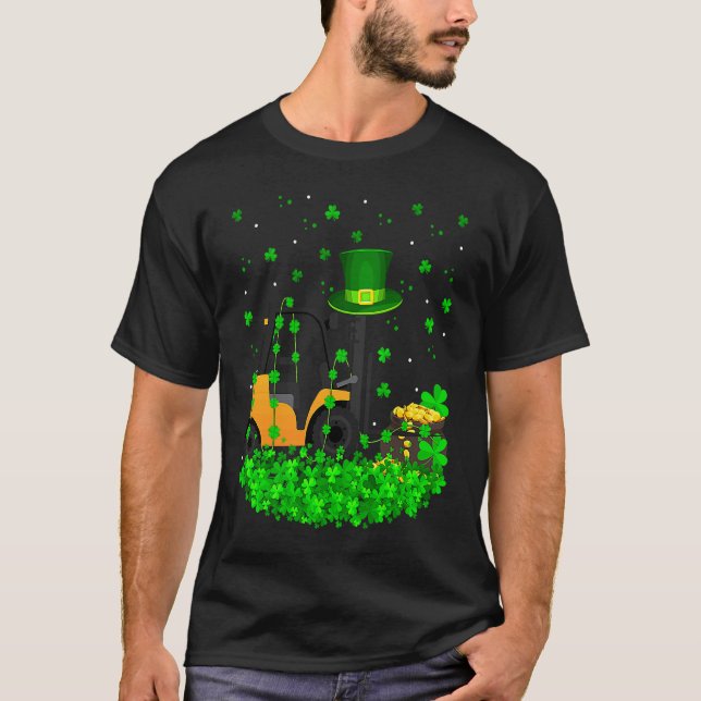 Irish Shamrock Leprechaun Forklift St Patrick's Da T-Shirt (Front)