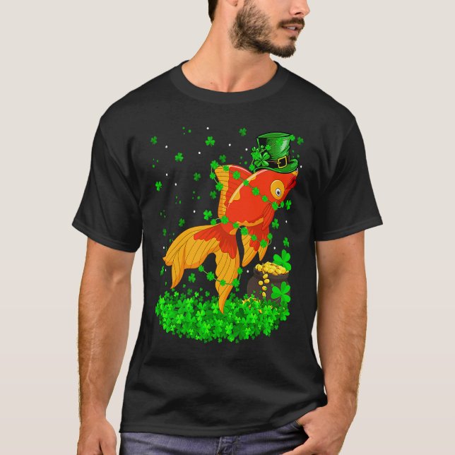 Irish Shamrock Leprechaun Goldfish St Patrick's Da T-Shirt (Front)