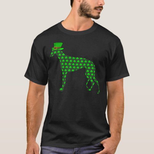 Irish Shamrock Leprechaun Hat Greyhound St Patric T_Shirt