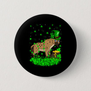 Irish Shamrock Leprechaun Hyena St Patricks Day T Button