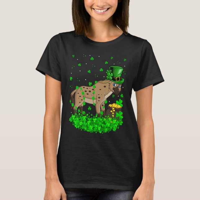 Irish Shamrock Leprechaun Hyena St Patrick's Day T-Shirt (Front)
