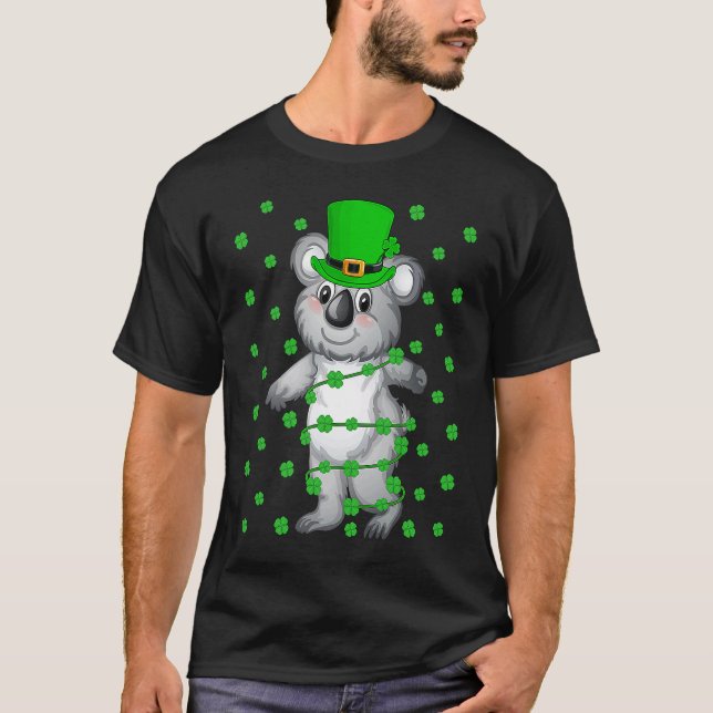 Irish Shamrock Leprechaun Koala St Patrick's Day T-Shirt (Front)
