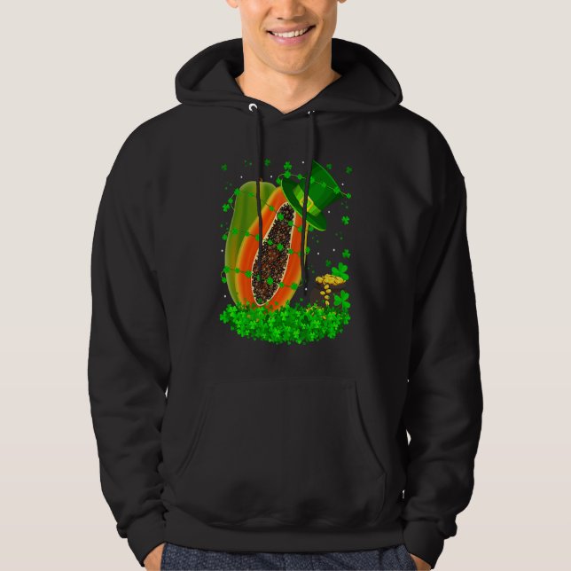 Irish Shamrock Leprechaun Papaya St Patrick's Day Hoodie (Front)