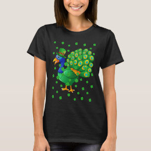 Irish Shamrock Leprechaun Peacock Bird St Patrick' T-Shirt