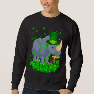 Irish Shamrock Leprechaun Rhino St Patrick's Day Sweatshirt
