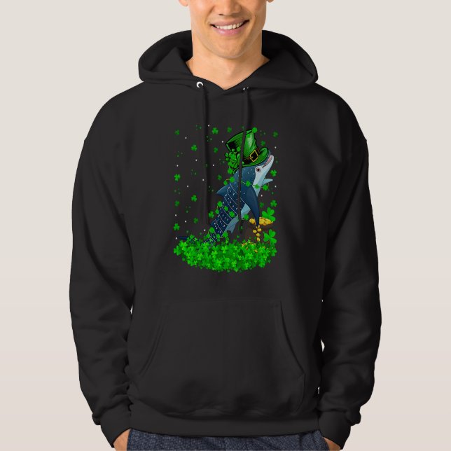Irish Shamrock Leprechaun Whale Shark St Patrick's Hoodie (Front)