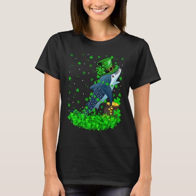 Irish Shamrock Leprechaun Whale Shark St Patrick's T-Shirt (Front)
