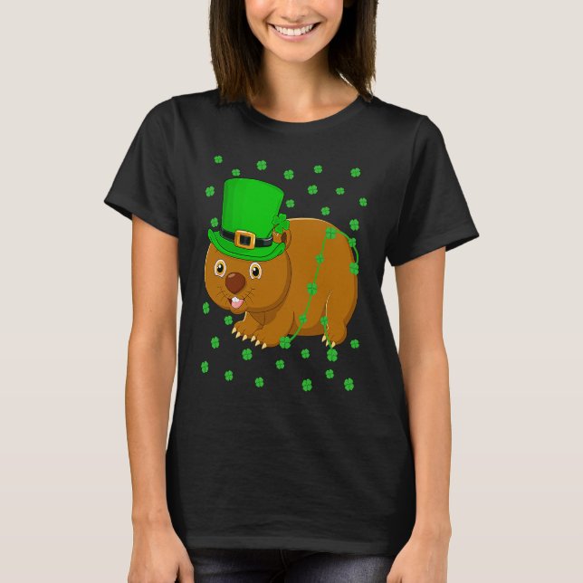 Irish Shamrock Leprechaun Wombat St Patrick's Day T-Shirt (Front)