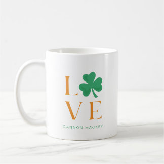 Irish Shamrock Love Mug in Orange and Green