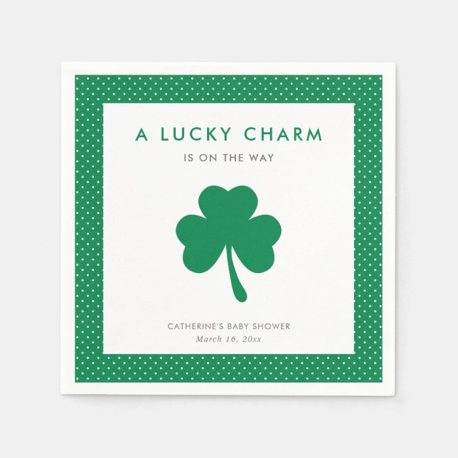 Irish Shamrock Lucky Charm Baby Shower Napkins (Front)