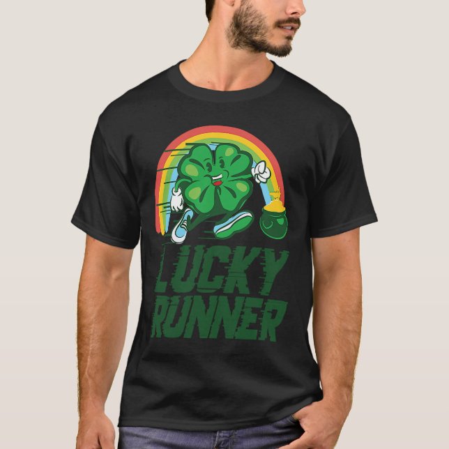 Irish Shamrock Lucky Running Marathon Team St Patr T-Shirt (Front)
