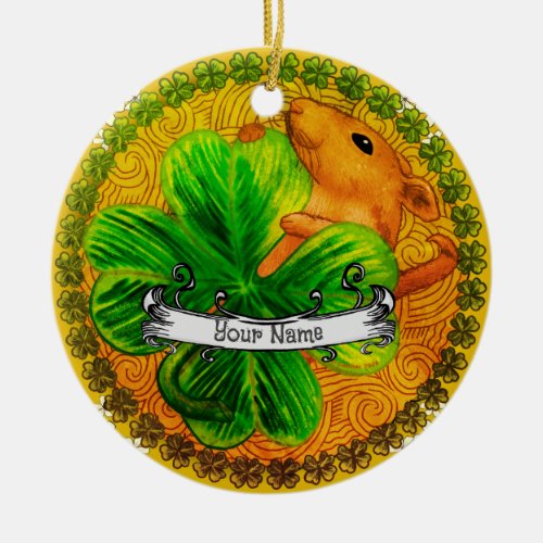 Irish shamrock  Mouse  Ceramic Ornament