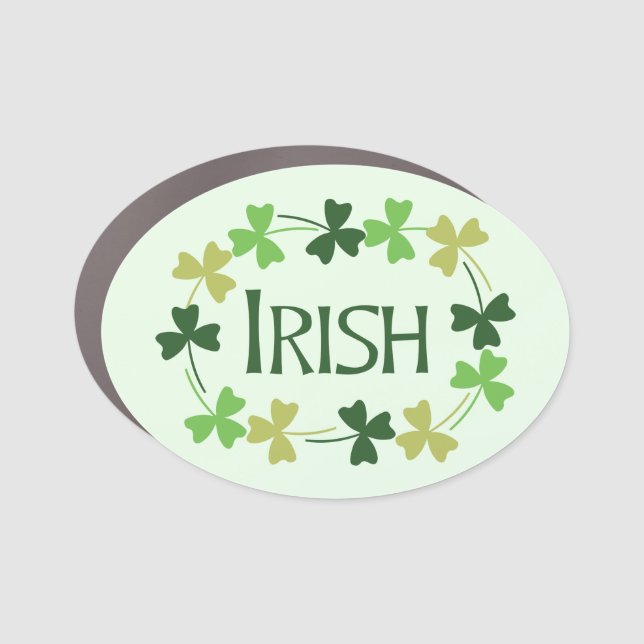 Irish Shamrock Oval Car Magnet (Front)