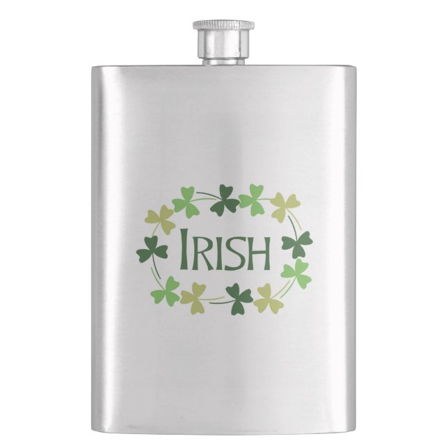 Irish Shamrock Oval  Flask (Front)