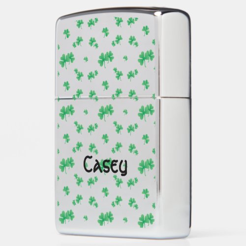 Irish Shamrock Pattern Custom Name Zippo Lighter