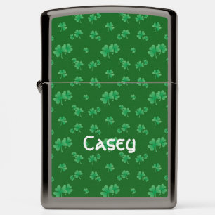 Irish Shamrock Pattern Personalized Zippo Lighter