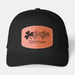 Irish Shamrock Personalized Add Name Leather Patch Hat